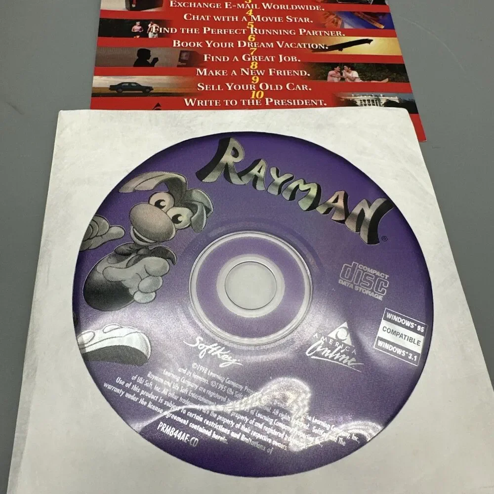 Rayman PC Big Box EUC (1995) Ubisoft Rare Complete CD-ROM AOL Special Edition
